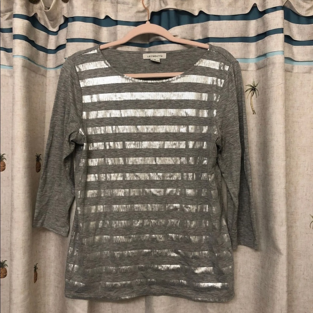 3/4 Sleeve Sequin Top